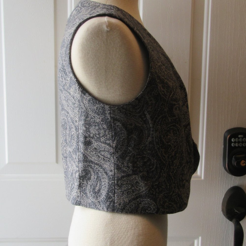 Gray And Tan Talbots Size 2p 3-Button Wool Vest W… - image 7